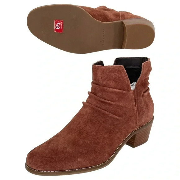 Cole Haan Alayna Mahogany Suede Leather Womens Ankle Boots Size 6.5M - Picture 9 of 11
